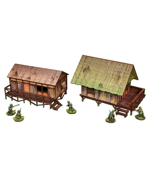 WW2 Pacific Jungle Huts (2) (28mm) PREPAINTED