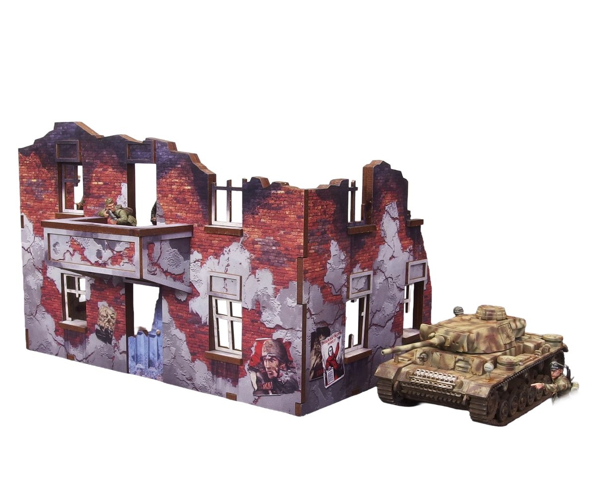 WW2 Ostfront Stalingrad Apartment Block Back (with balcony) (1)