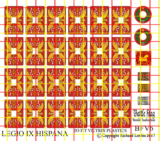 Battle Flag Victrix Early Imperial Roman Legio IX Hispania Decals 28mm Wargame