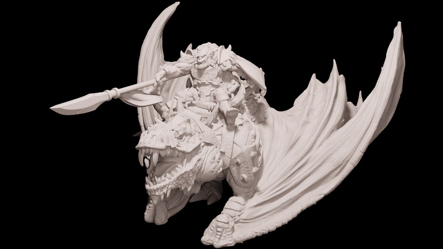 Mantic Vault Orc Crudger on Winged Slasher 3D Print