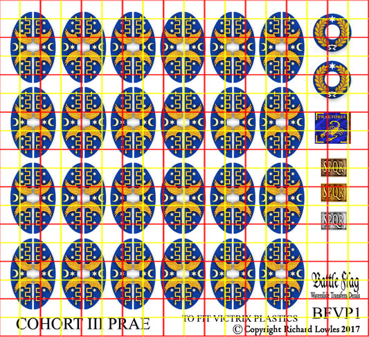 Battle Flag Victrix Early Imperial Roman Cohort III Praetorian Design 1 Decals 28mm Wargame