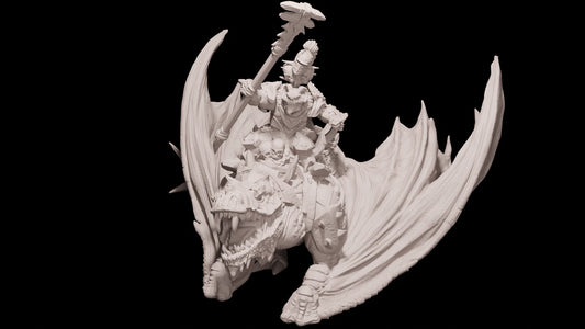 Mantic Vault Kings of War Riftforged Orc Stormbringer on Winged Slasher 3D Print KoW