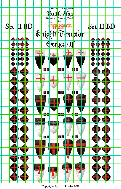 Battle Flag Fireforge Templar Sergeants Decals Set 2 Battle Damage 28mm Wargame Miniatures