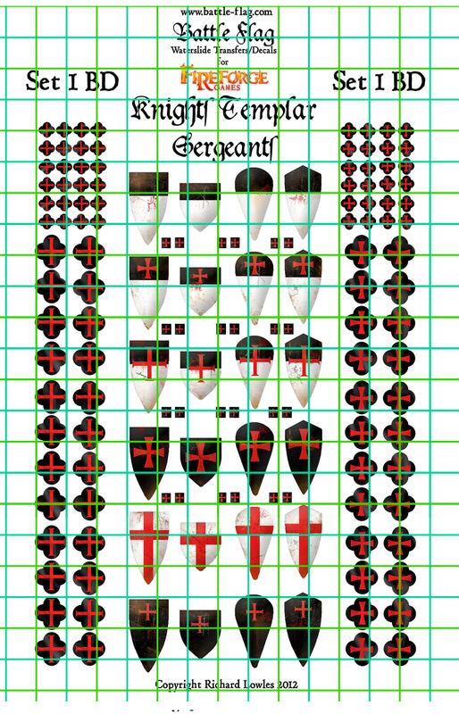 Battle Flag Fireforge Templar Sergeants Decals Set 1 Battle Damage 28mm Wargame Miniatures