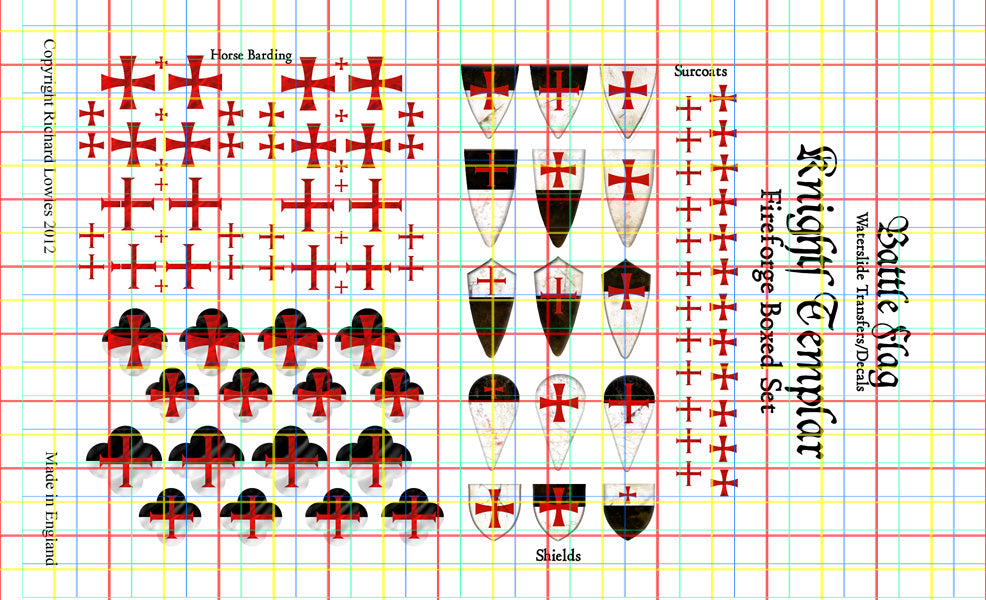 Battle Flag Fireforge Knight Templar Decal Set 1 28mm Wargame Miniatures