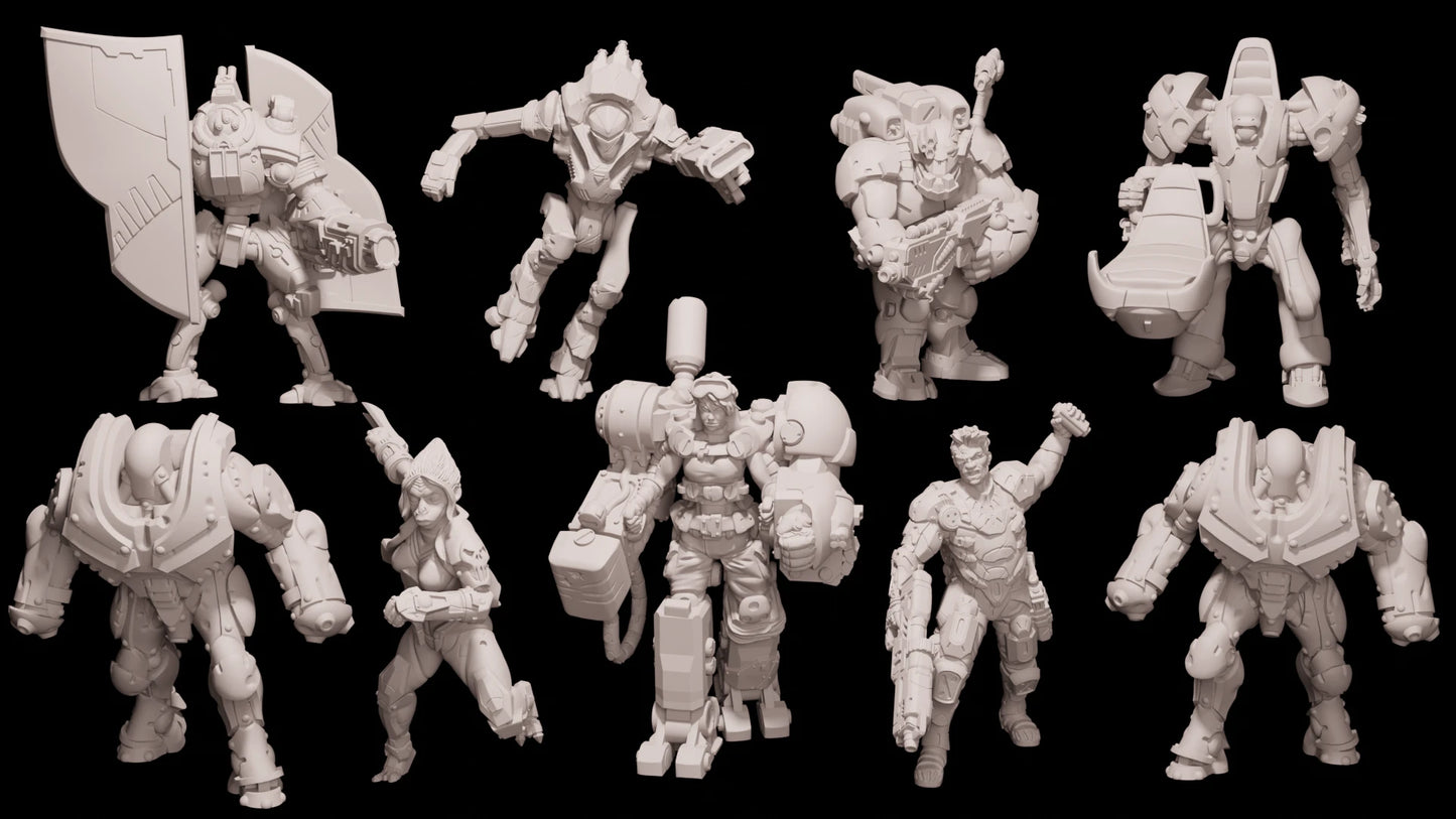 Mantic Vault Tersia Revolutionaries - a Strike Team for Deadzone 3d Print