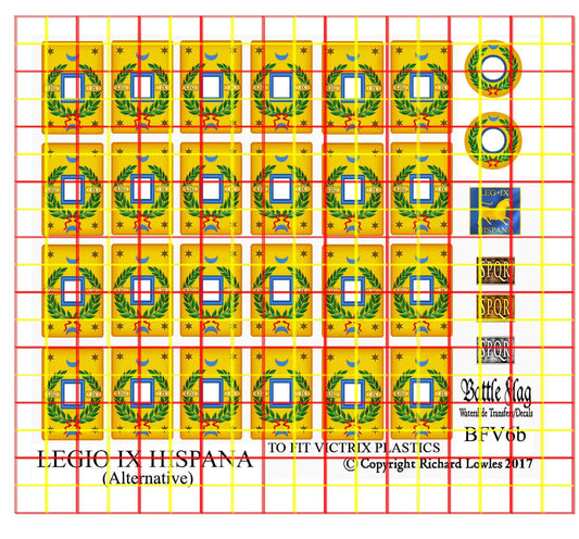 Battle Flag Victrix Early Imperial Roman Legio IX Hispania Alt Decals 28mm Wargame