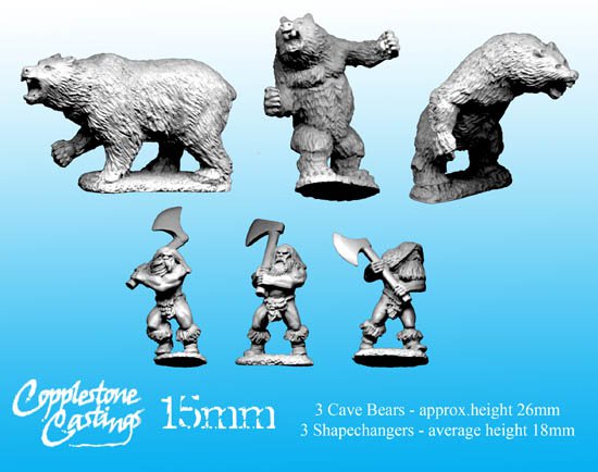 Copplestone 15mm Barbarian Shapechangers and Cave Bears FM08