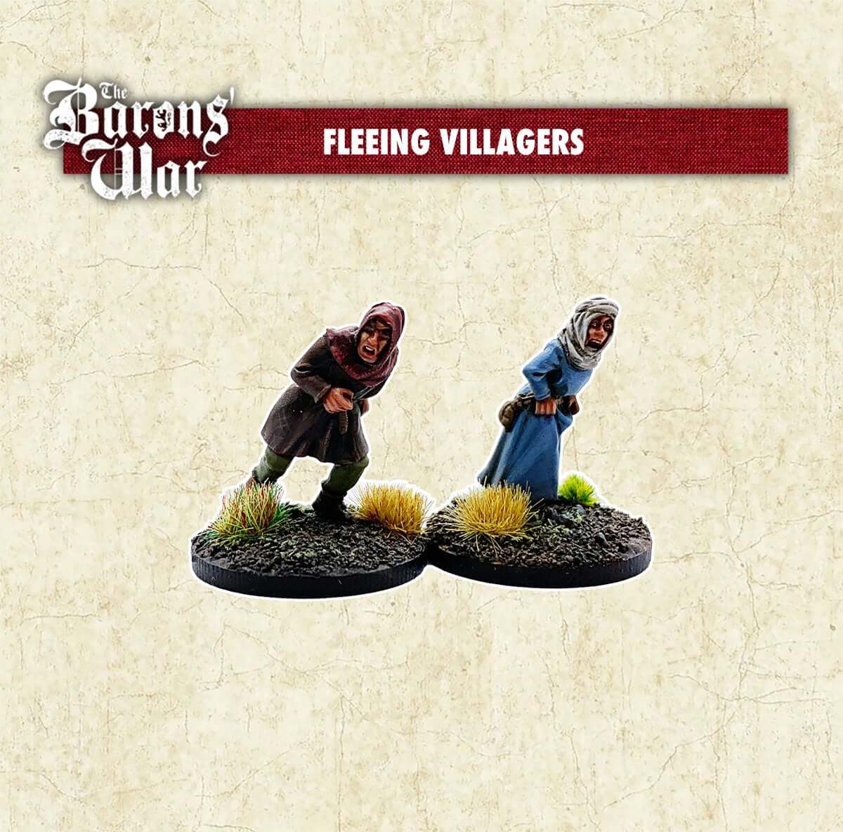 Baron's War Fleeing Villagers 28mm historical miniatures