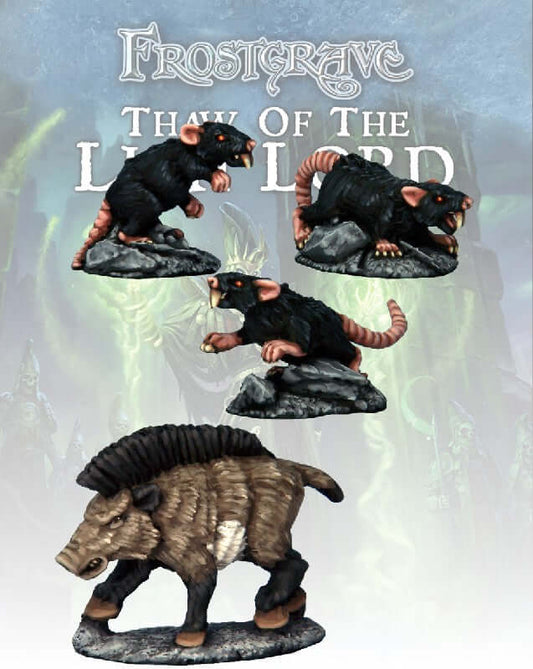 Boar & Giant Rats Frostgrave 28mm Fantasy miniatures Great for Dungeons & Dragons