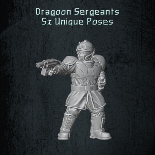 QM 3D Solarian Dragoons Sergeants x 5 40k Astra Militarum Stargrave Xenos Rampant 28mm Resin