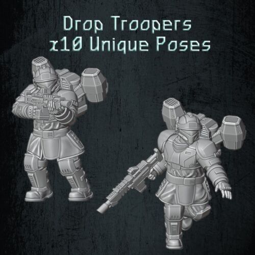 QM 3D Solarian Drop Troopers x 10 40k Astra Militarum Stargrave Xenos Rampant 28mm Resin