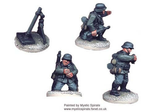 German 80mm Mortar (1 Mortar, 3 crew) WWII Artizan miniatures